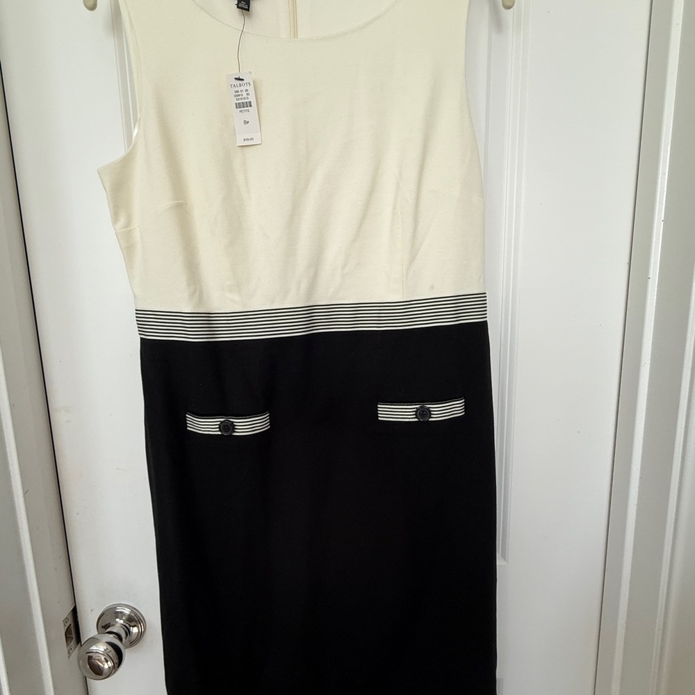 Talbots Black and Cream Midi Dress